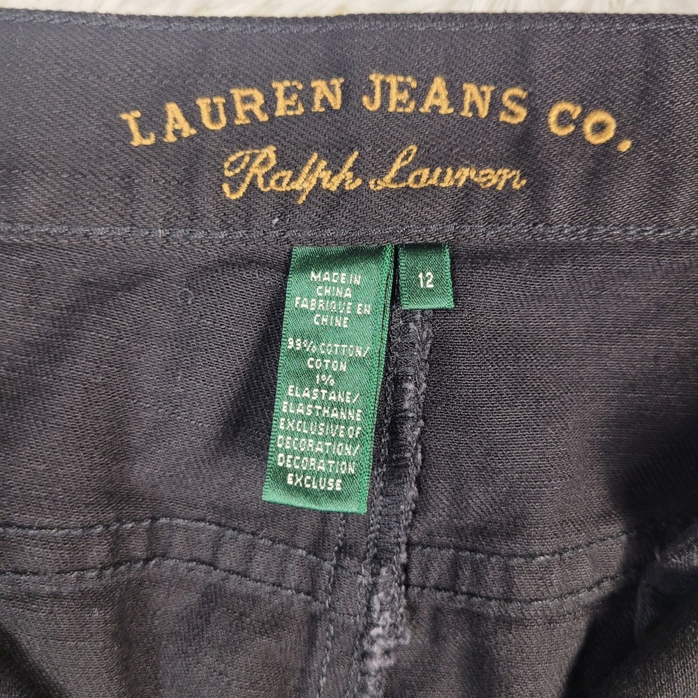 Lauren Jeans Womens Sz 12 Black Zip Hem Jeans Modern Straight Leg City - Picture 7 of 11